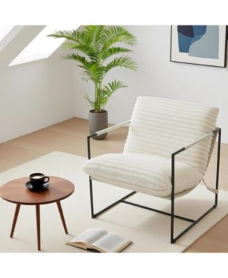 Sling Accent Chair for Living Room,Modern Metal Framed Cozy Armchair,Upholstered Living Room Chairs with Shredded Foam Cushioning,Lounge Chair