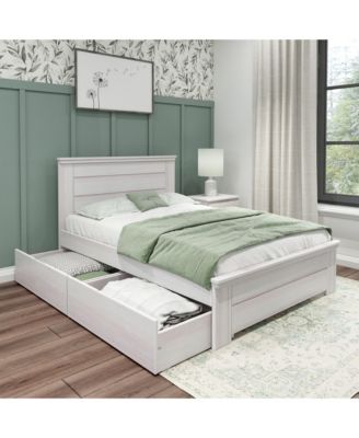 Full Size Bed Frame with Storage Drawers, Solid Wood Platform Bed for Kids