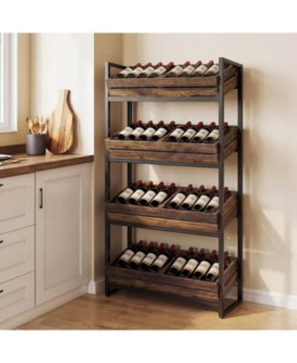 4-Tier Fruit and Vegetable Storage Basket Stand Rack, Retail Display Shelf, Large Snack Shelf