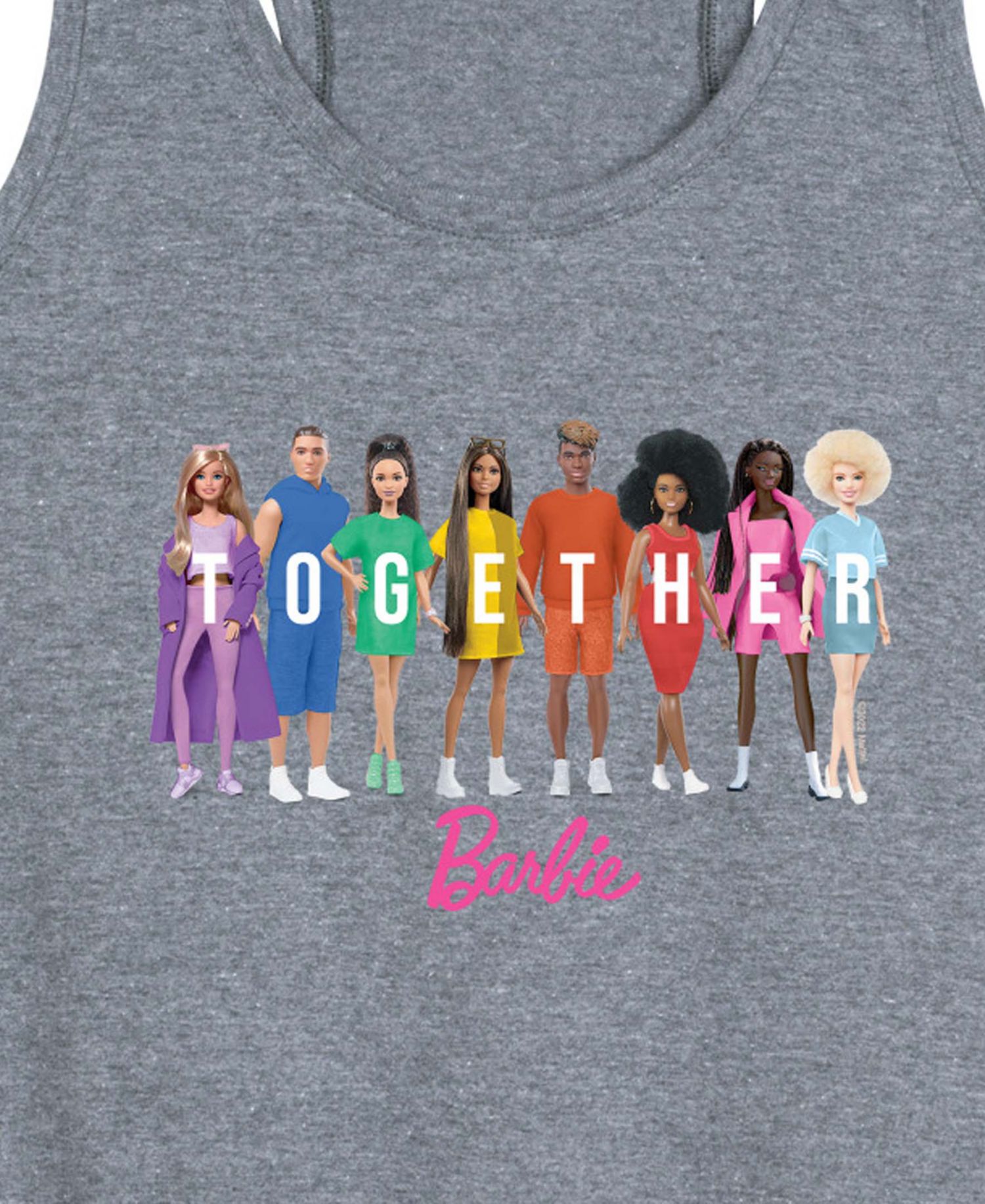 Plus Size Barbie Together Pride Racerback Graphic Tank Top
