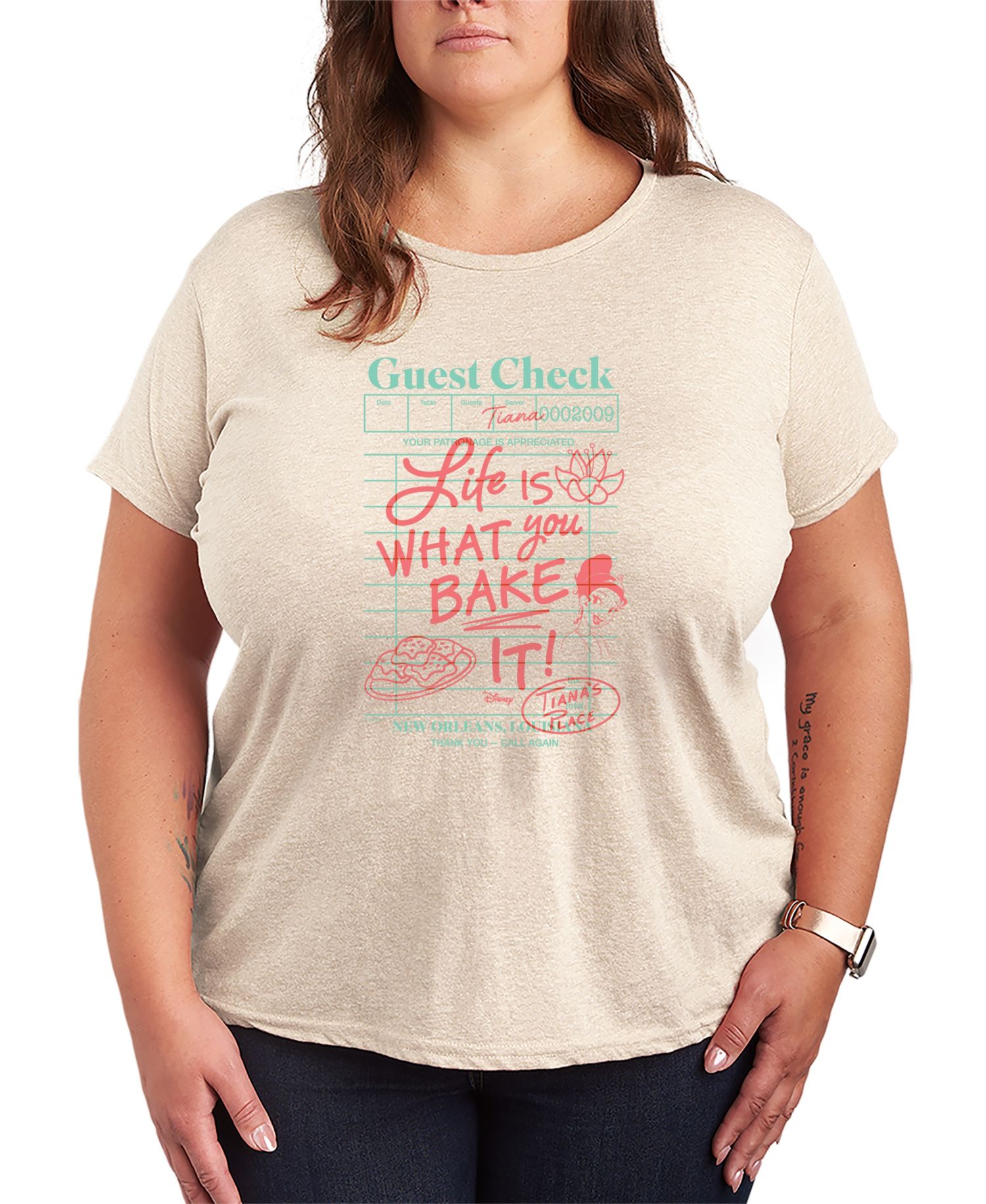 Plus Size Disney Princess Tiana Guest Check Short-Sleeve Graphic T-Shirt