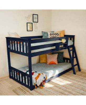 Bunk Bed for Kids, Solid Wood Low Bunk Beds with Ladder