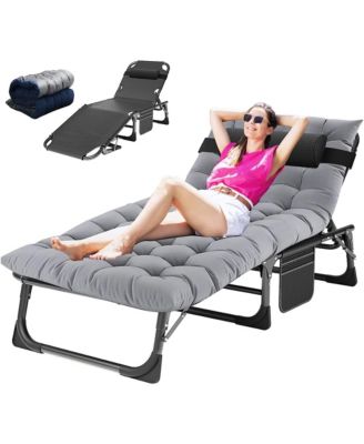Heavy Duty 3-in-1 Folding Camping Cot with Mattress and Carry Bag. 75"x27" 1200D Double-Layer Bed for Home, Office, or Travel