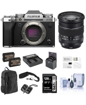 X-T5 Mirrorless Camera with XF 16-80mm f/4.0 R OIS WR Lens, 128GB SD Card, Backpack, 2x Battery, Dual Charger, 72mm Filter Kit