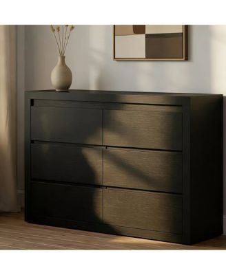 6 Drawer Modern Wooden Dresser with Handleless Design, Wide Storage Chest for Bedroom Living Room Entryway