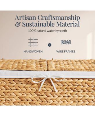 Large Storage Basket w/ Separate Lid, Washable Sectioned Liner Bag