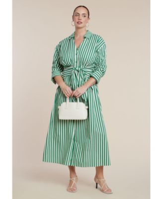 Women's Cinch Detail Poplin Midi Dress