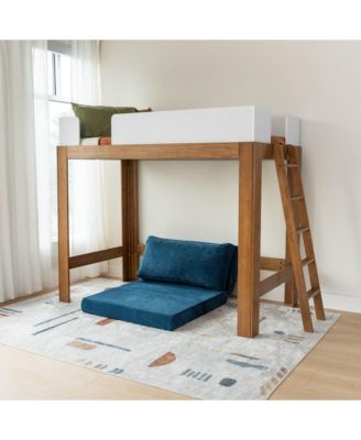 Max and Lily Twin Loft Bed, Mid-Century Modern Solid Wood High Loft Beds for Kids