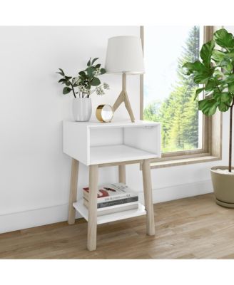 Max and Lily Mid-Century Modern Cubby Nightstand, Pecan