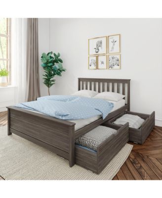 Max and Lily Full Size Bed Frame with Storage Drawers, Solid Wood Platform Bed for Kids