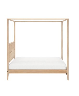 Max And Lilly Haven Canopy Bed with Square Post and Wood Headboard (Full), Blonde