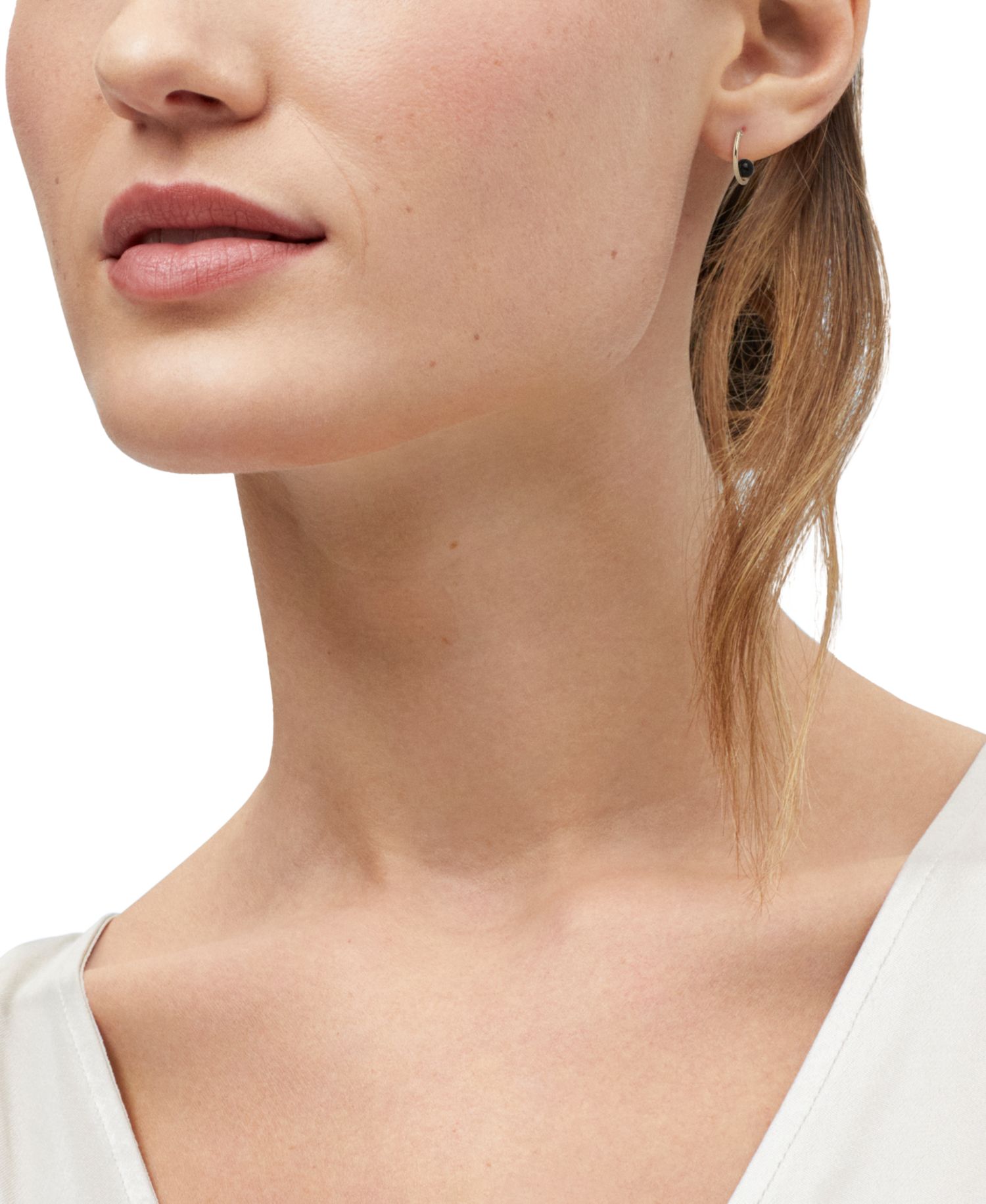 Onyx (5mm) Hoop Earrings in 10k Yellow Gold