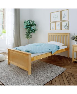 Max and Lily Twin Bed Frame with Headboard, Solid Wood Platform Bed for Kids