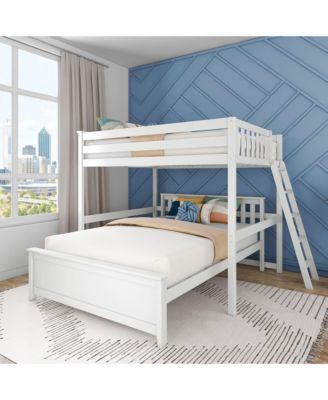 Full Bed Frame with Panel Headboard, Modern Farmhouse Solid Wood Platform Bed