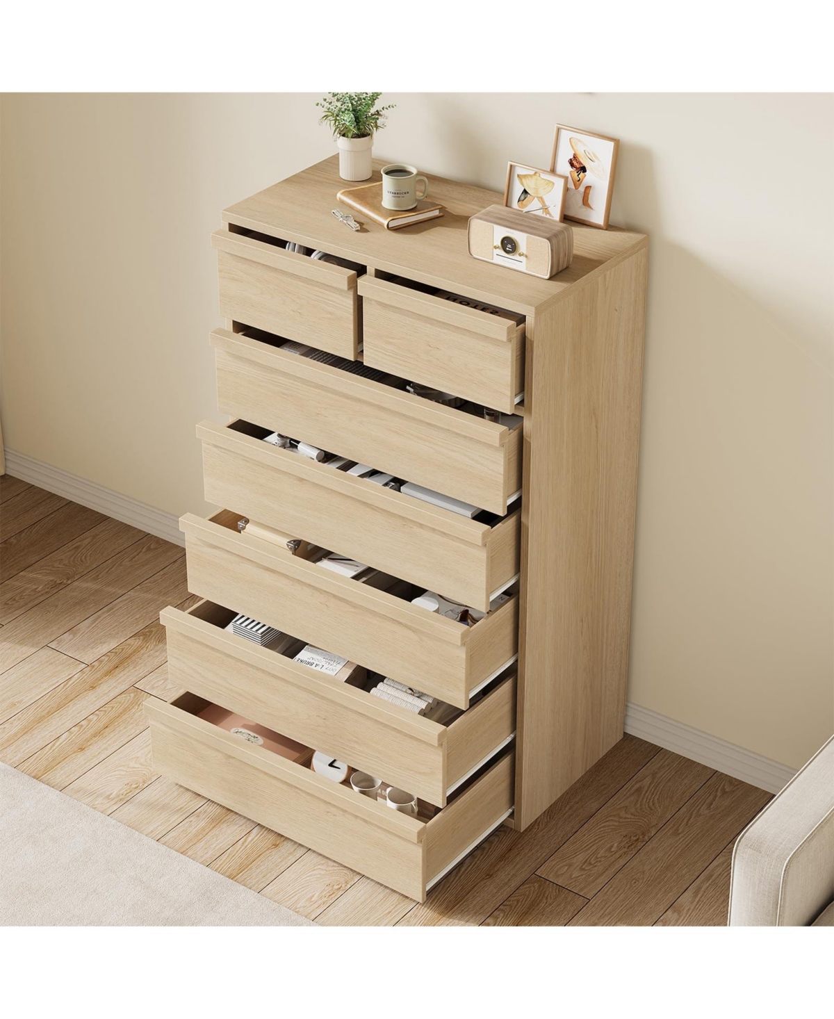 gaomon 7 Drawer Dresser for Bedroom, Freestanding Wooden Chest Storage