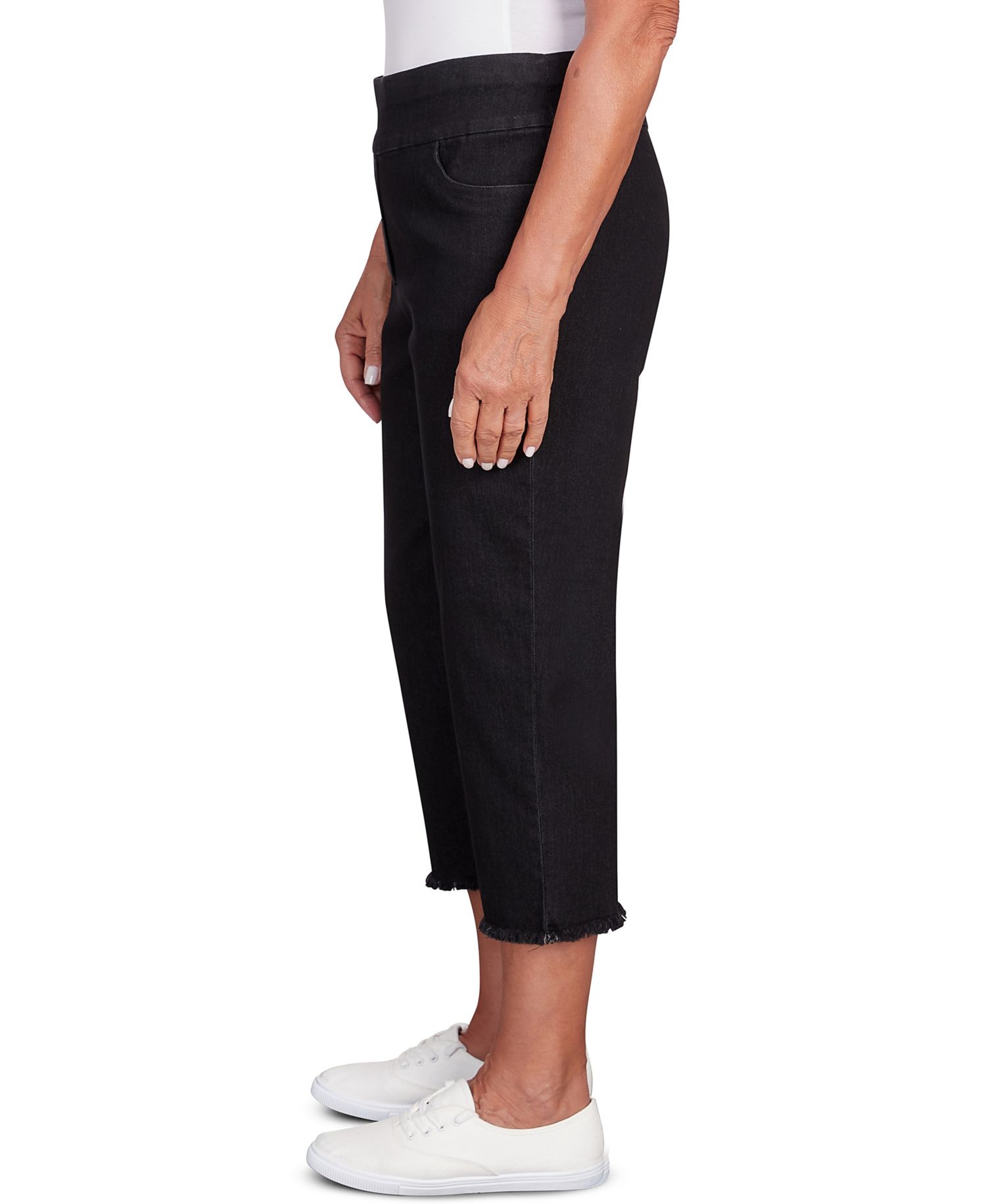 Women's Classic Super Stretch Denim Fringe Capri Pants