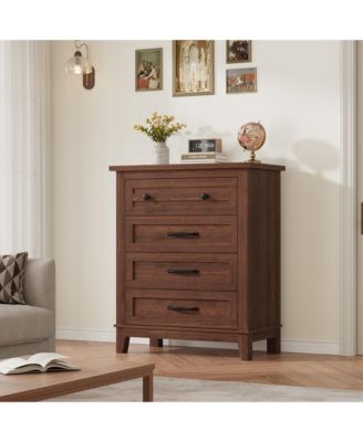 4 Dresser for Bedroom, 34.8" Tall Wooden Freestanding Chest of Drawers