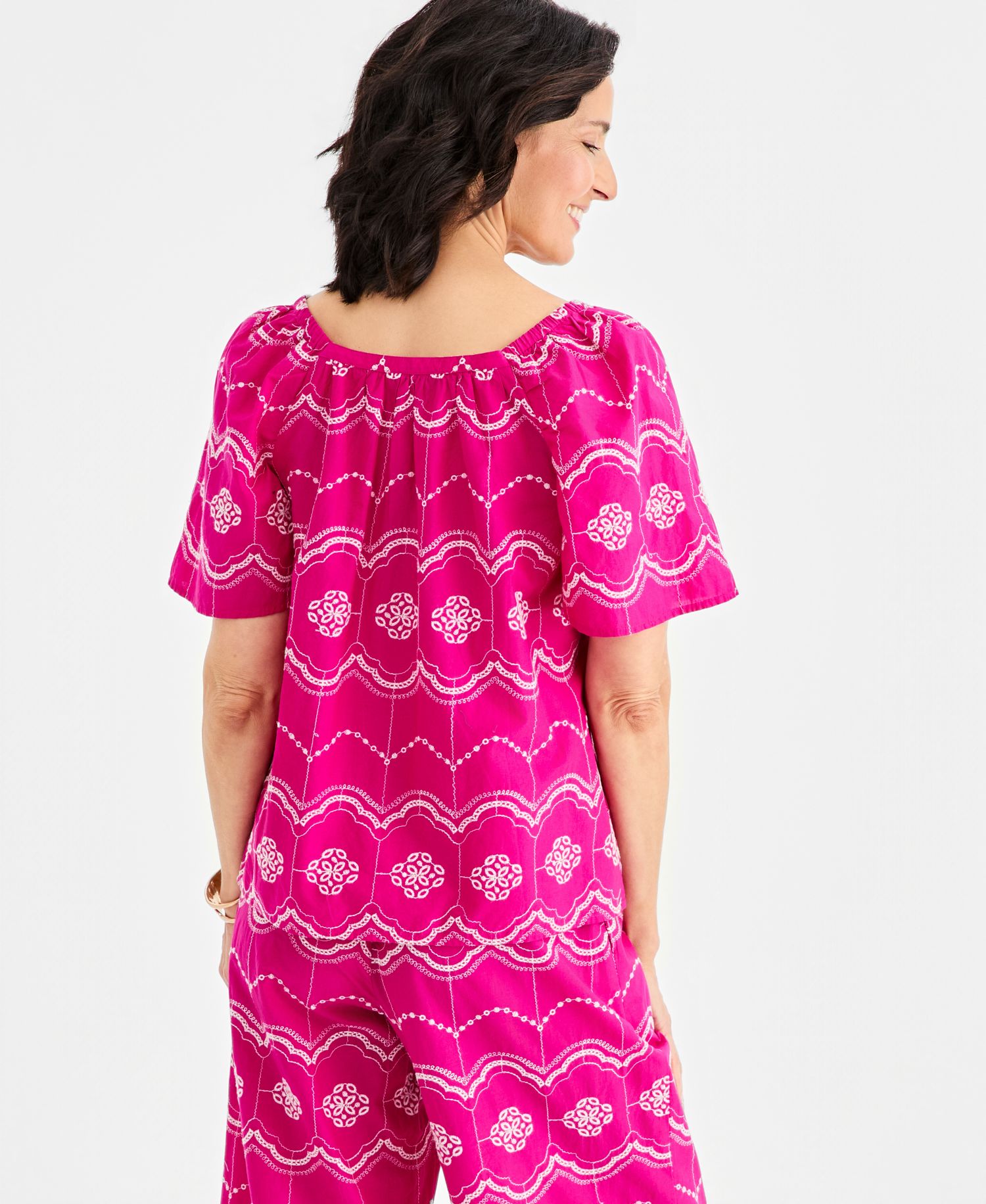 Women's Cotton Embroidered Square-Neck Top