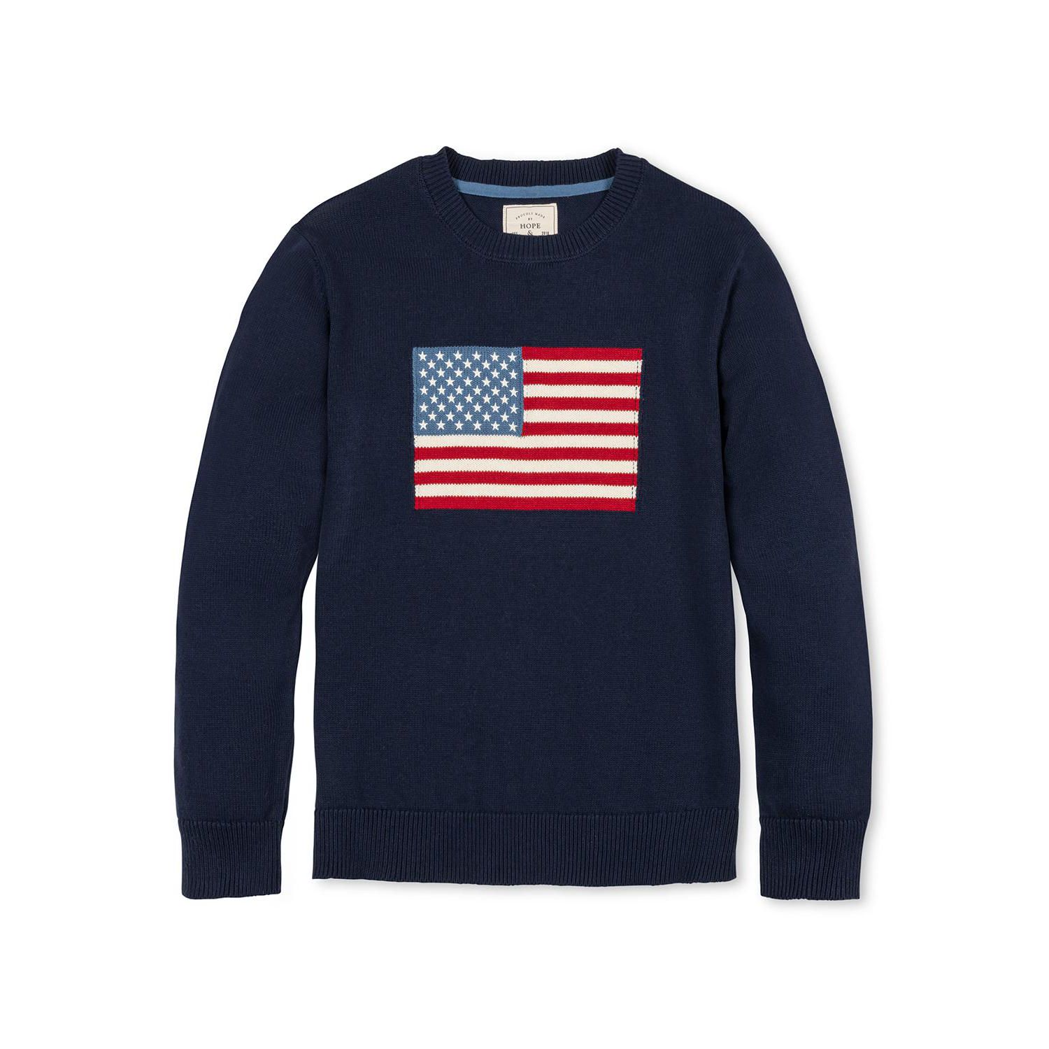 Men's Hope and Henry Organic Crew Neck Flag Sweater