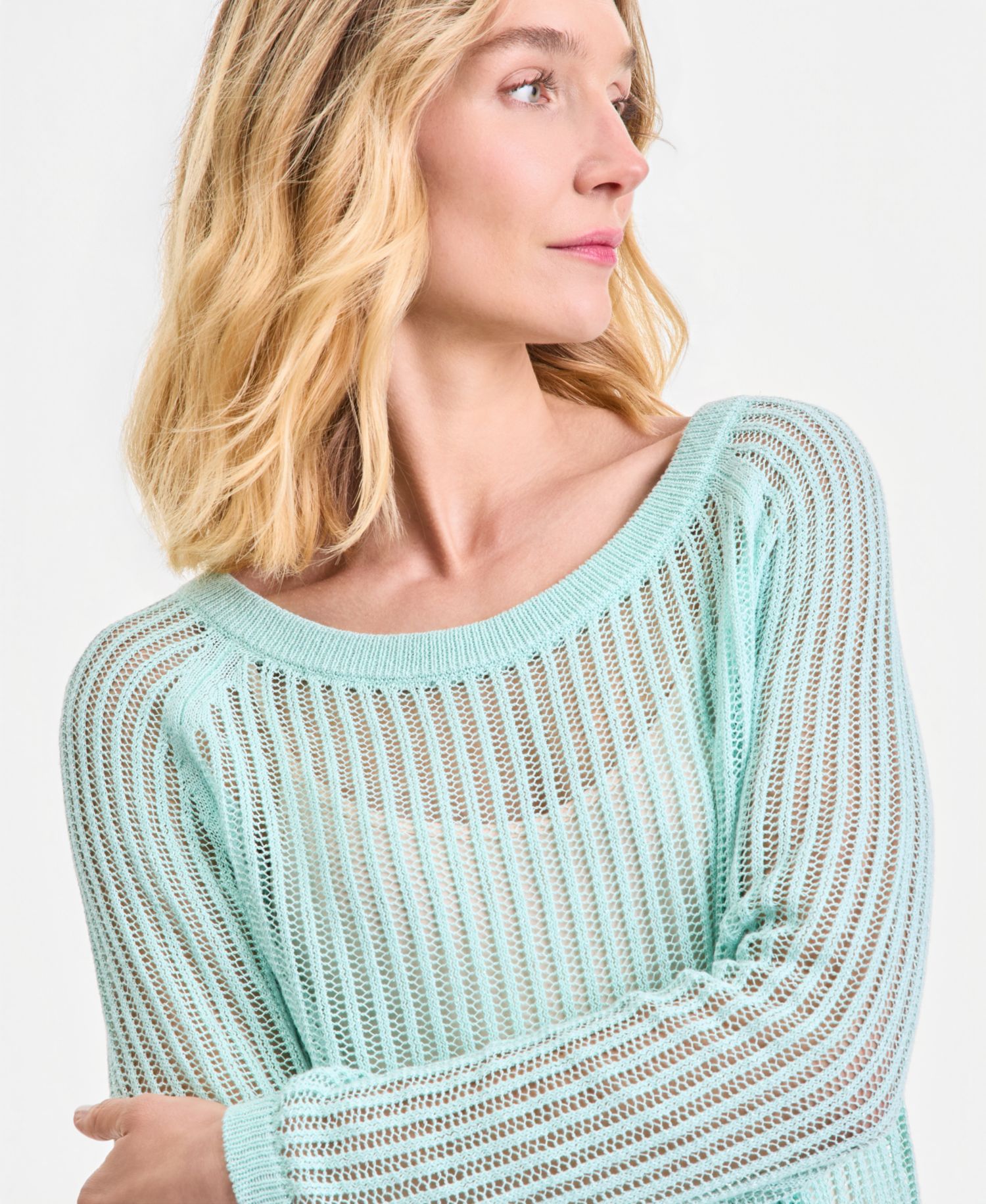 Women's Open Weave Boat-Neck Sweater
