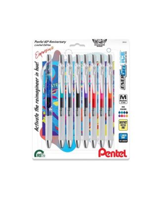 EnerGel Expressions, 60th Anniversary Limited Edition Pack, ICE Liquid Gel Pens, (0.7mm) Medium Line, Assorted Ink, 8-Pk 