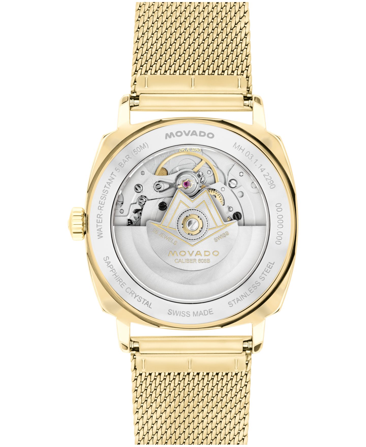 Мужские часы Movado Kingmatic Swiss Automatic Ionic Plated Light Yellow Gold Steel Watch 35mm — фото 2
