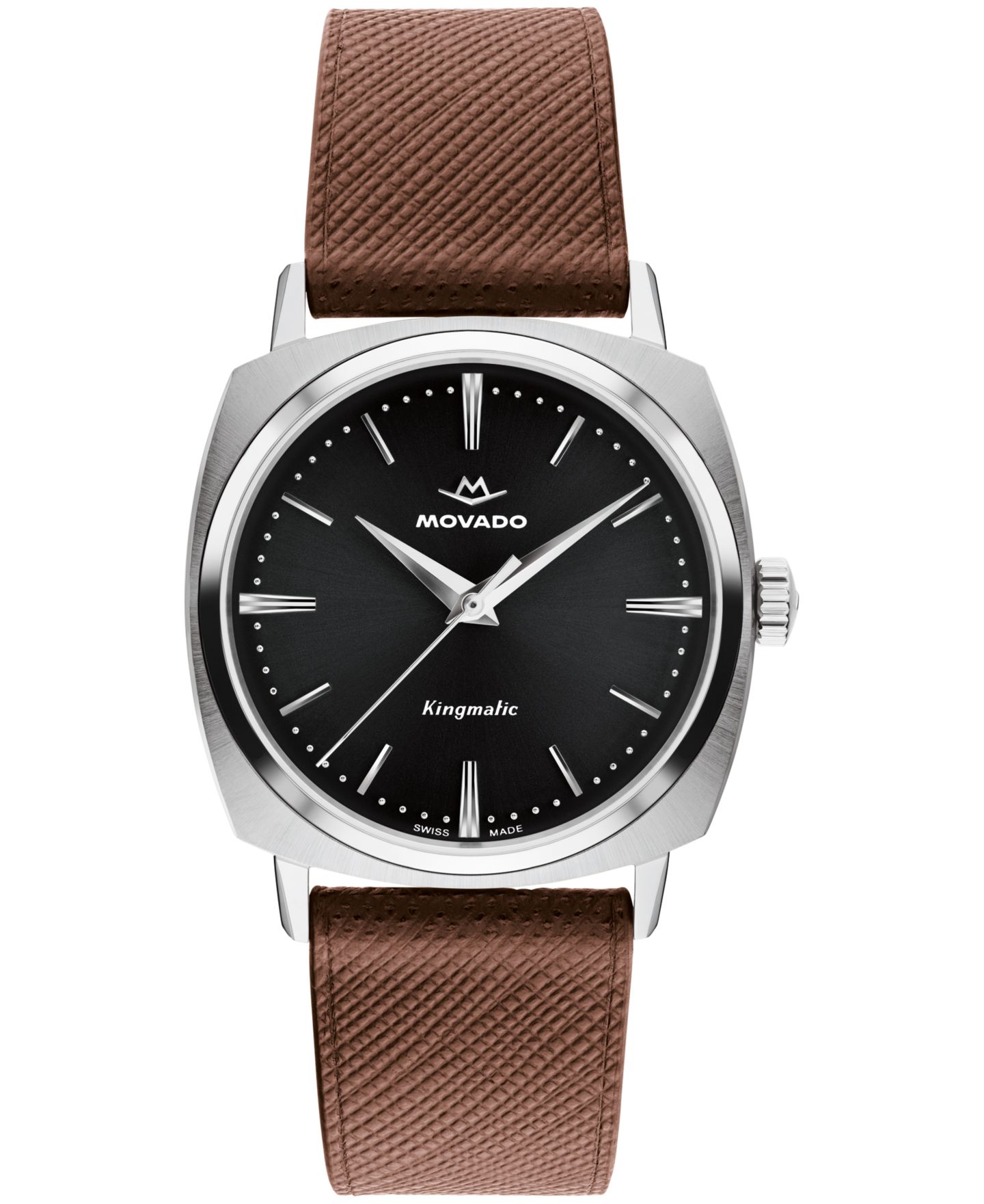 Мужские часы Movado Kingmatic Swiss Automatic Brown Leather Watch 35mm — фото 1