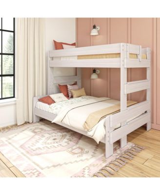 Max and Lily Bunk Bed Twin over Full Size, Modern Farmhouse Solid Wood Bunk Beds for Kids