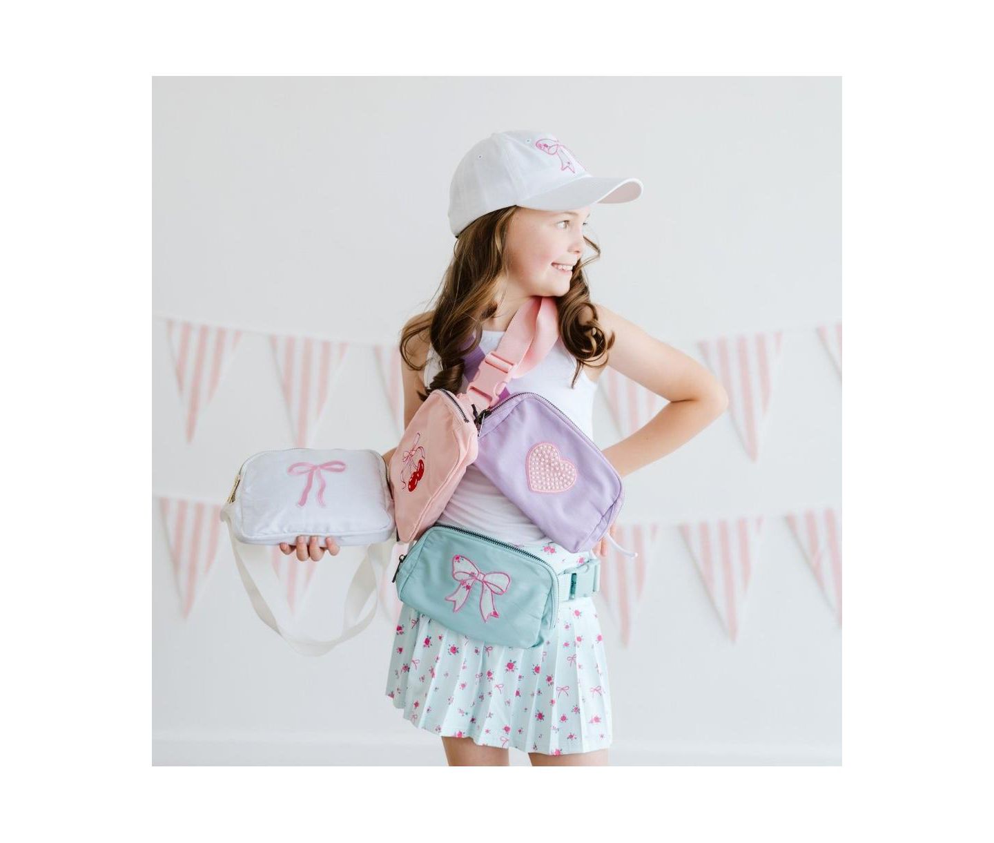 Детская сумка Sweet Wink Sky Floral Bow Patch Belt, цвет: Синий — фото 6