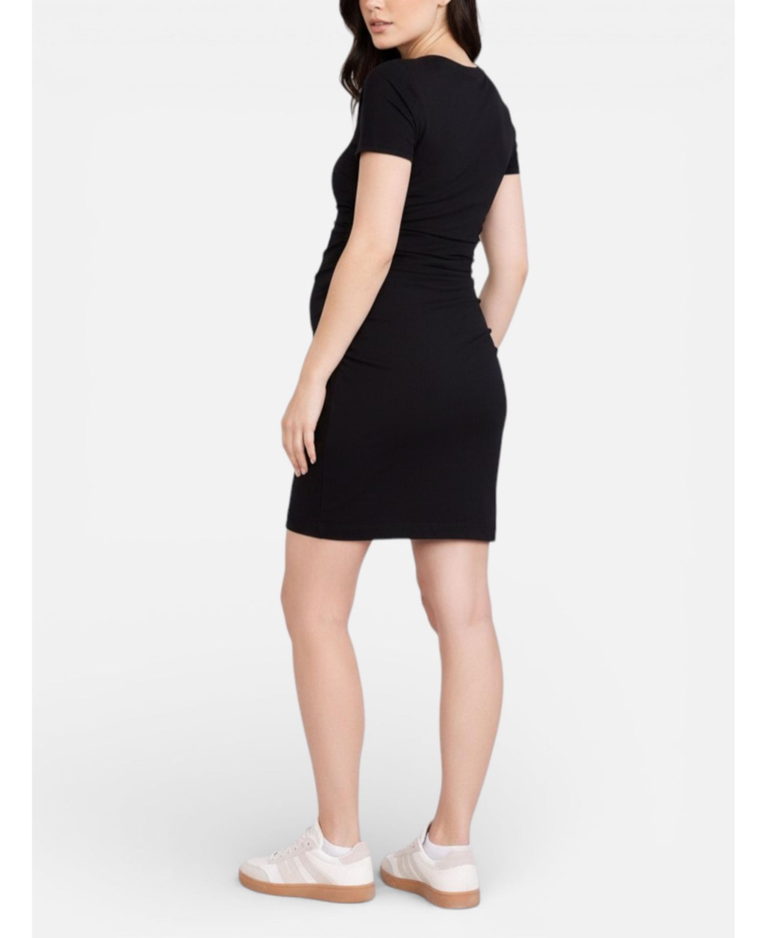 Women's Motherhood V-Neck Short Sleeve Side Ruched Bodycon Mini Dress