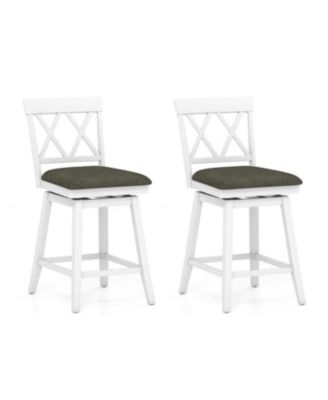 Set of 2 Swivel Counter Height Bar Stools with Upholstered Cushion and Support