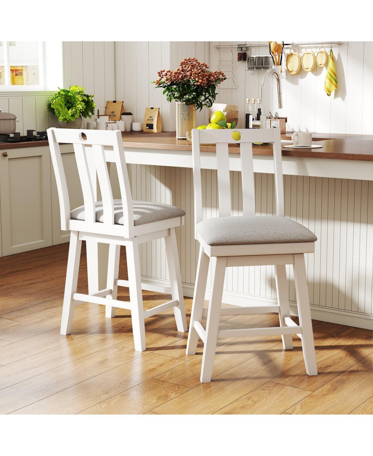 Slickblue 360degree(s) Swivel Modern Bar Stools Set of 2 with Upholstered Cushioned Seating