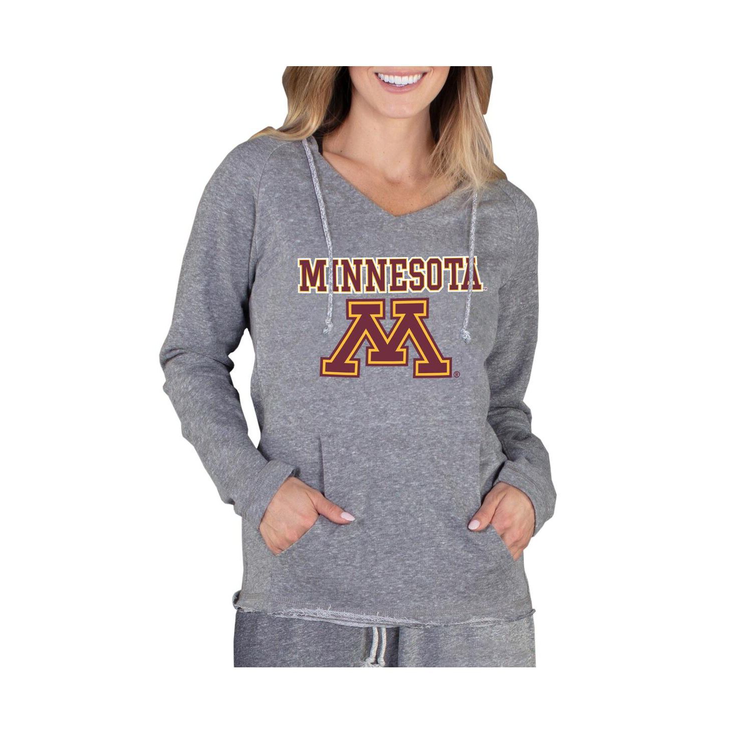 Women's Gray Minnesota Golden Gophers Mainstream Lightweight Terry Pullover Hoodie