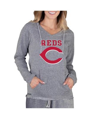 Women's Gray Cincinnati Reds Mainstream Terry Long Sleeve Hoodie Top