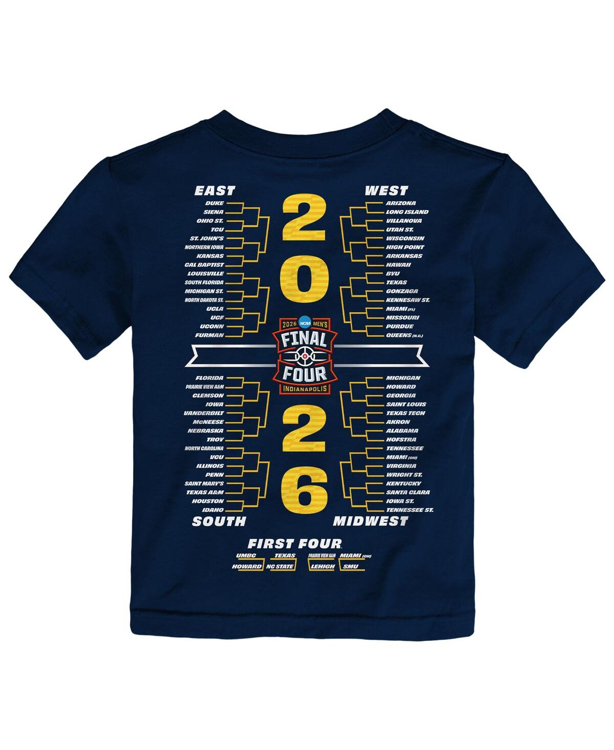 Outerstuff Toddler Navy Michigan Wolverines 2026 Ncaa Men's Basketball National Champions Bracket T-Shirt