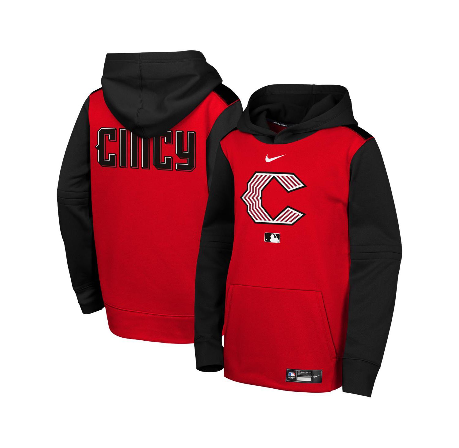 Big Boys and Girls Red/Black Cincinnati Reds 2026 City Connect Authentic Collection Therma-FIT Hoodie