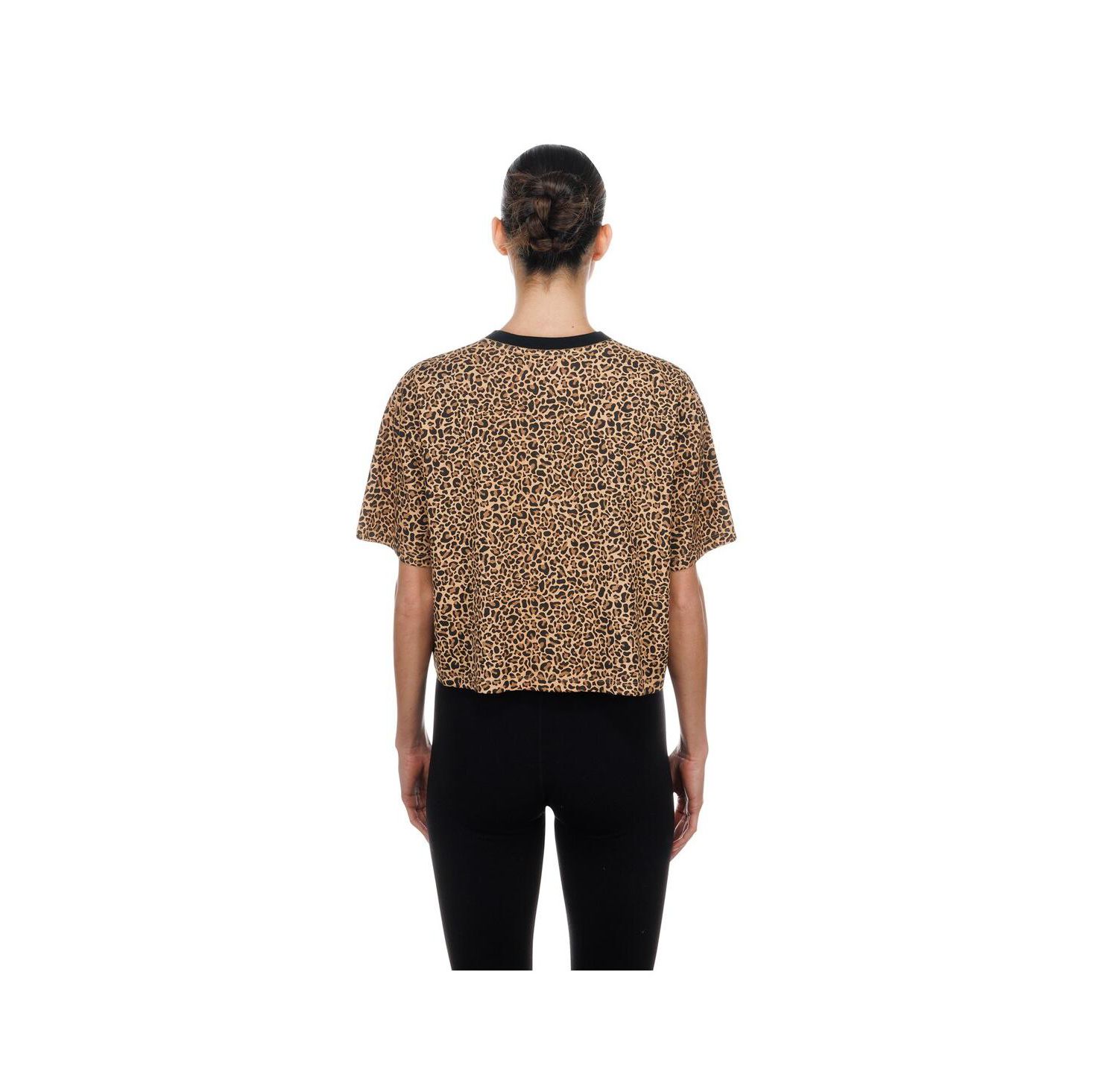 Women's Brown Detroit Lions Mom & Me Leopard Boxy Cropped T-Shirt