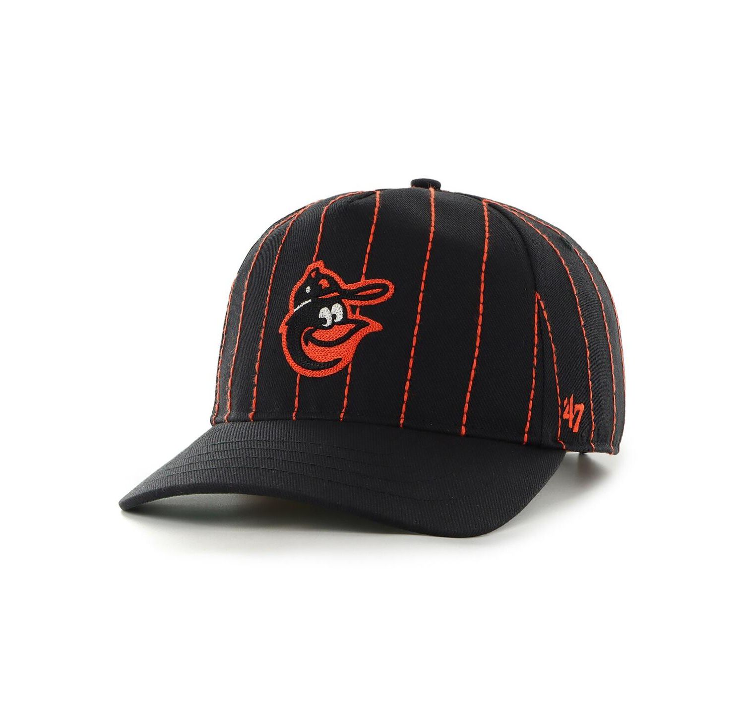 x Rawlings Men's Black Baltimore Orioles Pinstripe Hitch Adjustable Hat