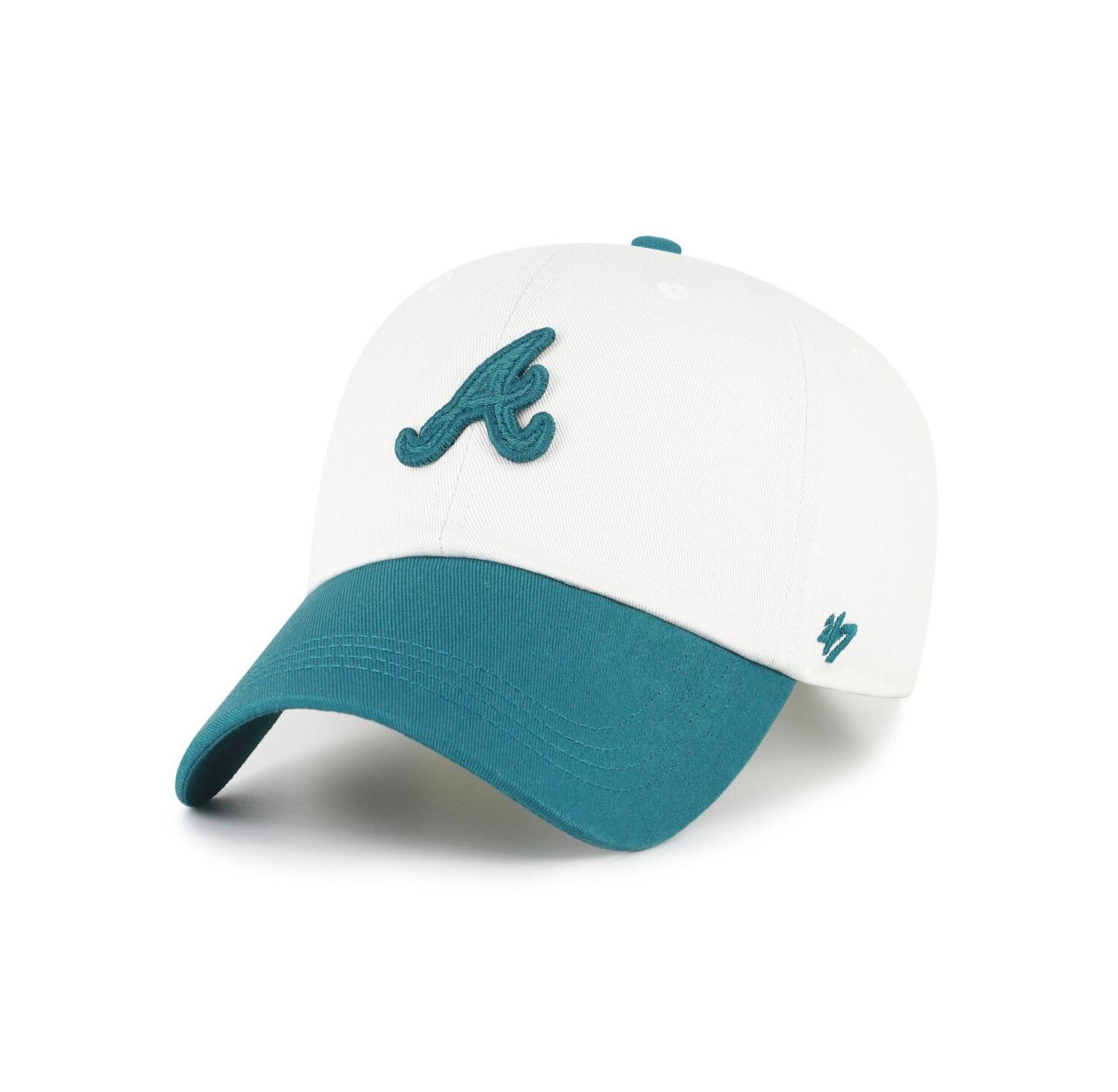 Men's White/Teal Atlanta Braves Contemporary Tonal Clean Up Adjustable Hat