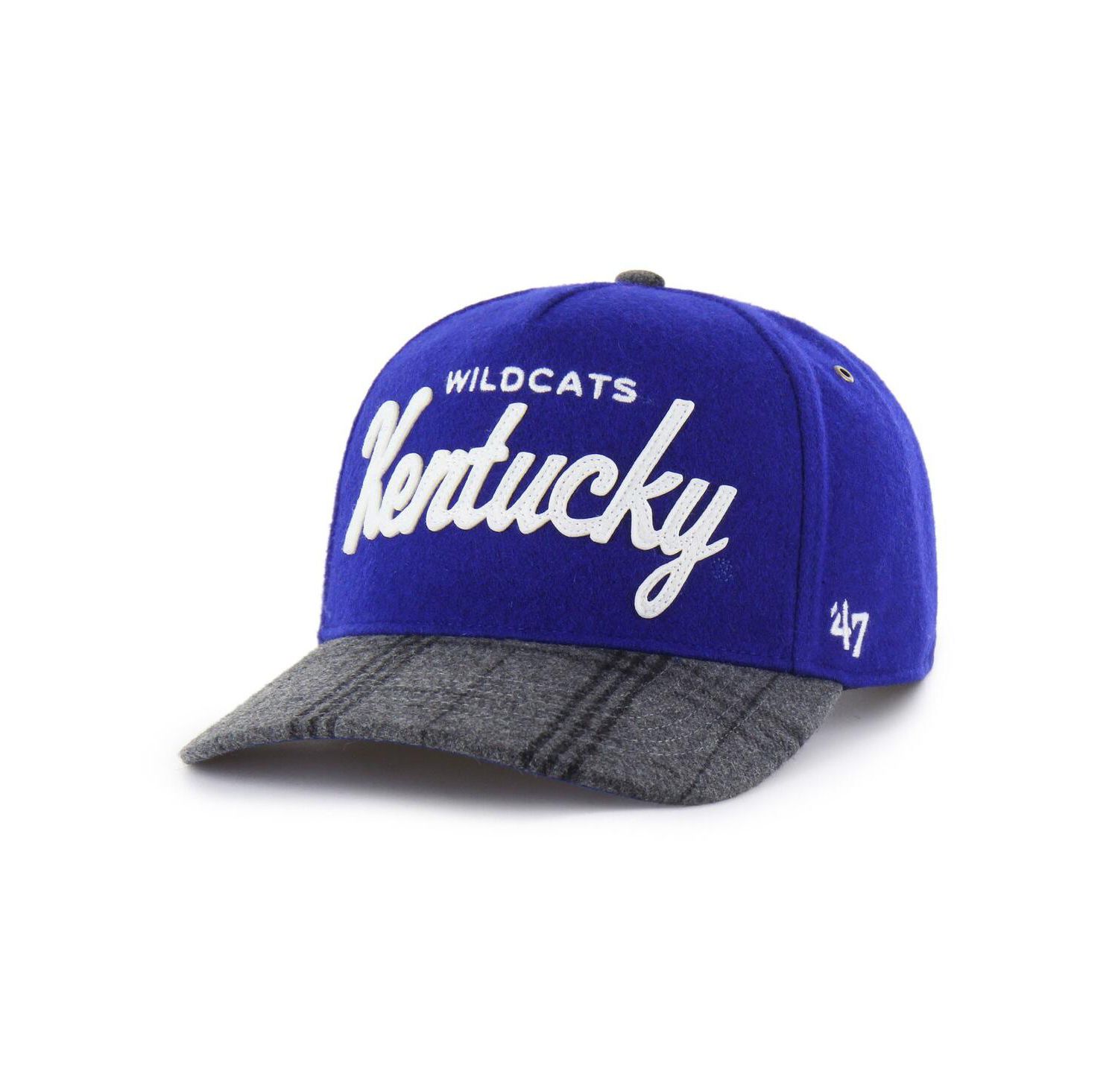 Men's and Women's Royal Kentucky Wildcats Windowpane Plaid Collection Hitch Adjustable Hat
