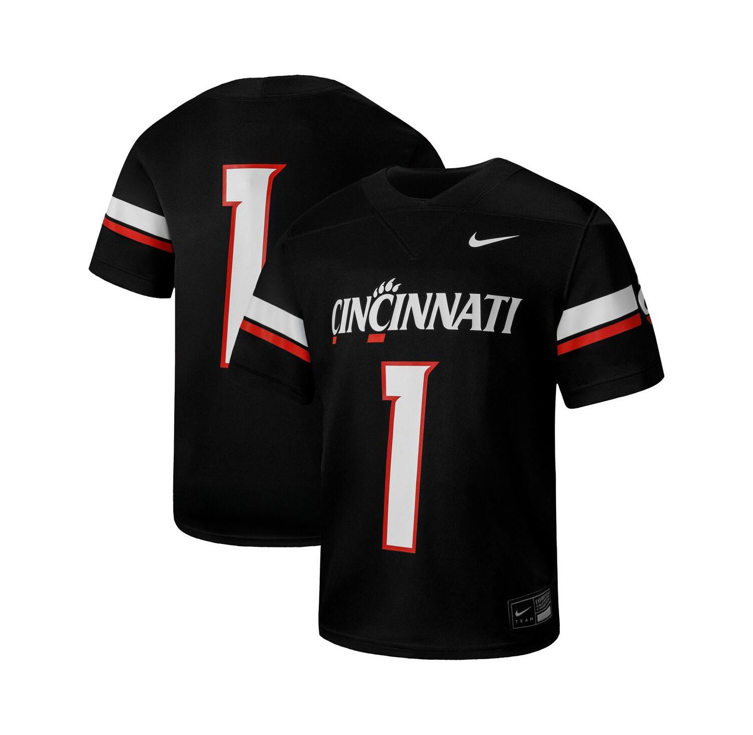 Big Boys and Girls 1 Black Cincinnati Bearcats Football Game Jersey