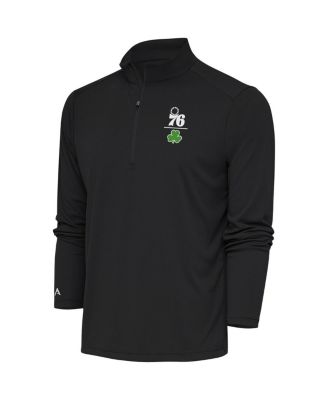 Men's Charcoal Philadelphia 76ers Shamrock Tribute Quarter-Zip Pullover