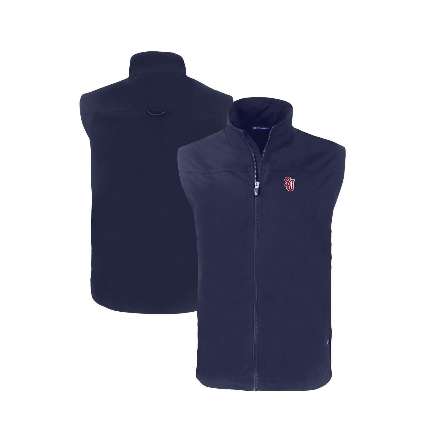 Мужской жилет Cutter & Buck Navy St. John's Red Storm Charter Eco Full-Zip Vest — фото 1