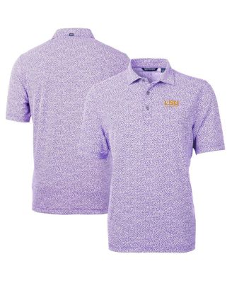 Men's Purple LSU Tigers Alumni Logo DryTec Virtue Eco Pique Botanical Print Polo Shirt
