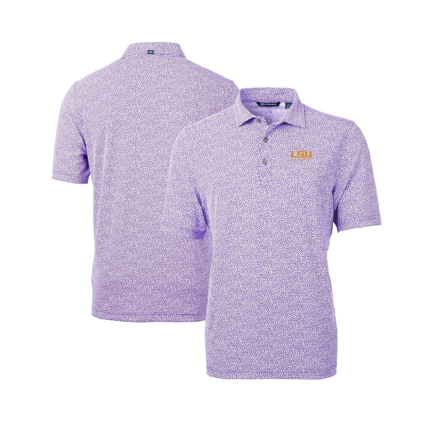 Men's Purple LSU Tigers Alumni Logo DryTec Virtue Eco Pique Botanical Print Polo Shirt