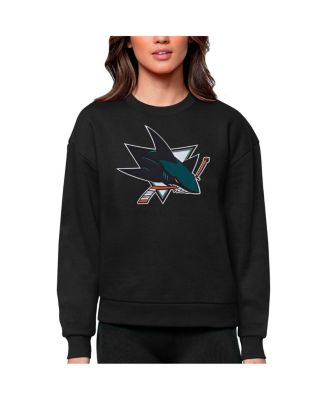 Women's Black San Jose Sharks Primary Logo Team Logo Victory Crewneck Pullover Sweatshirt
