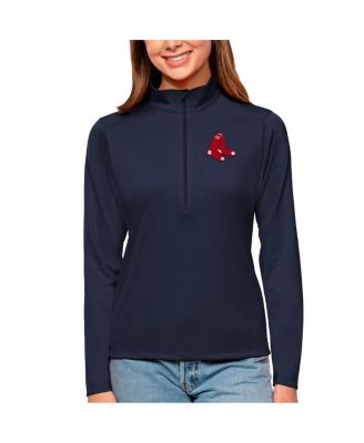 Women's Navy Boston Red Sox Tribute Quarter-Zip Pullover Top