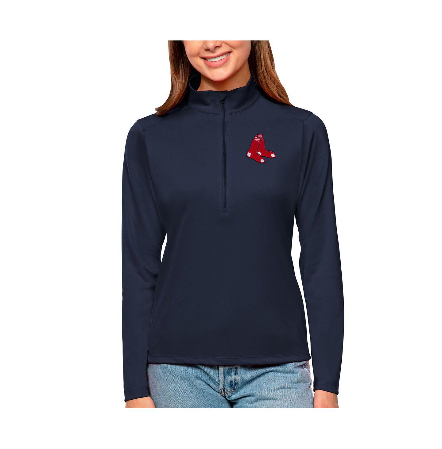 Женский свитер Antigua Navy Boston Red Sox Tribute Quarter-Zip Pullover Top — фото 1