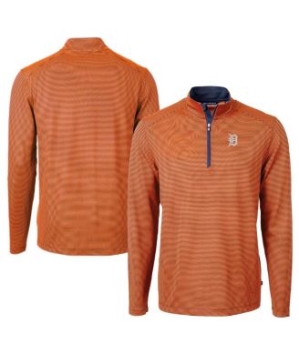 Men's Orange/Navy Detroit Tigers Virtue Eco Pique Micro Stripe Quarter-Zip Pullover