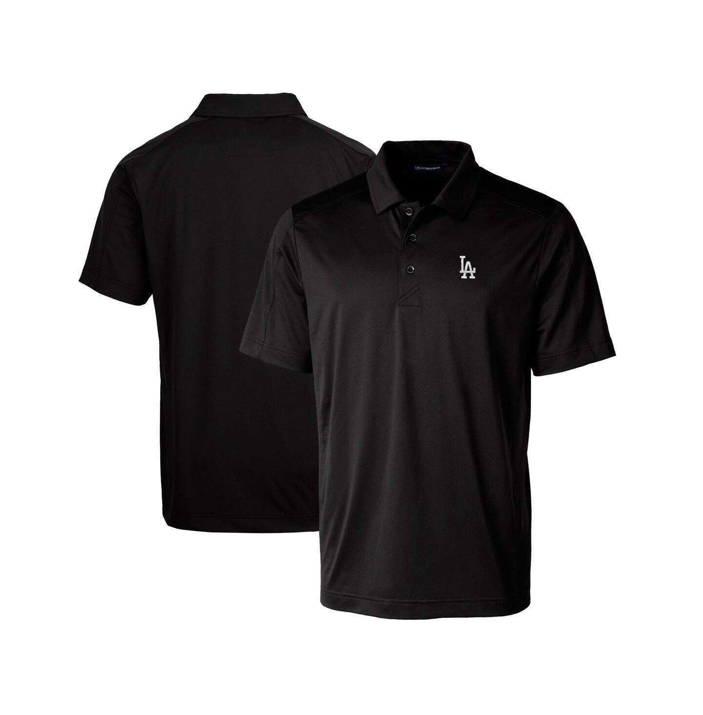 Мужское поло Cutter & Buck Black Los Angeles Dodgers Prospect Textured Stretch Big & Tall Polo Shirt — фото 1
